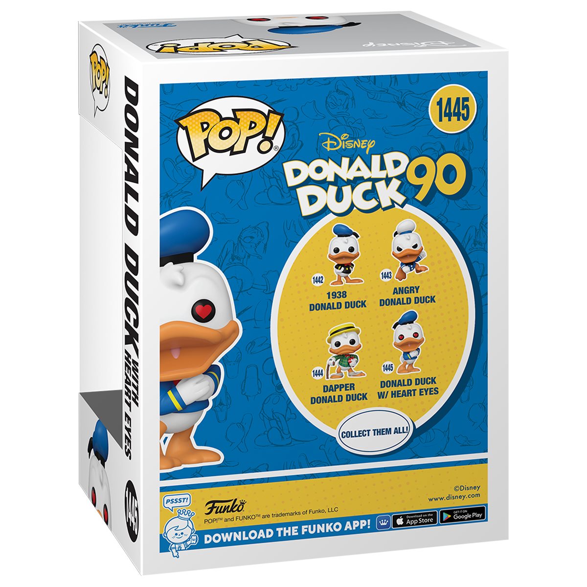 Donald Duck 90th Anniversary Donald Duck with Heart Eyes Funko Pop! Vinyl Figure #1445 - Image 3