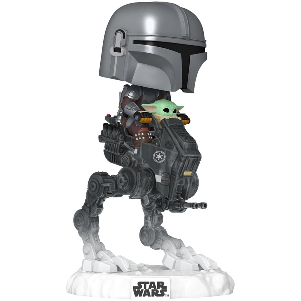 Star Wars: The Mandalorian and Grogu Mandalorian with Grogu in Imperial Remnant AT-RT Deluxe Pop! Ride #837