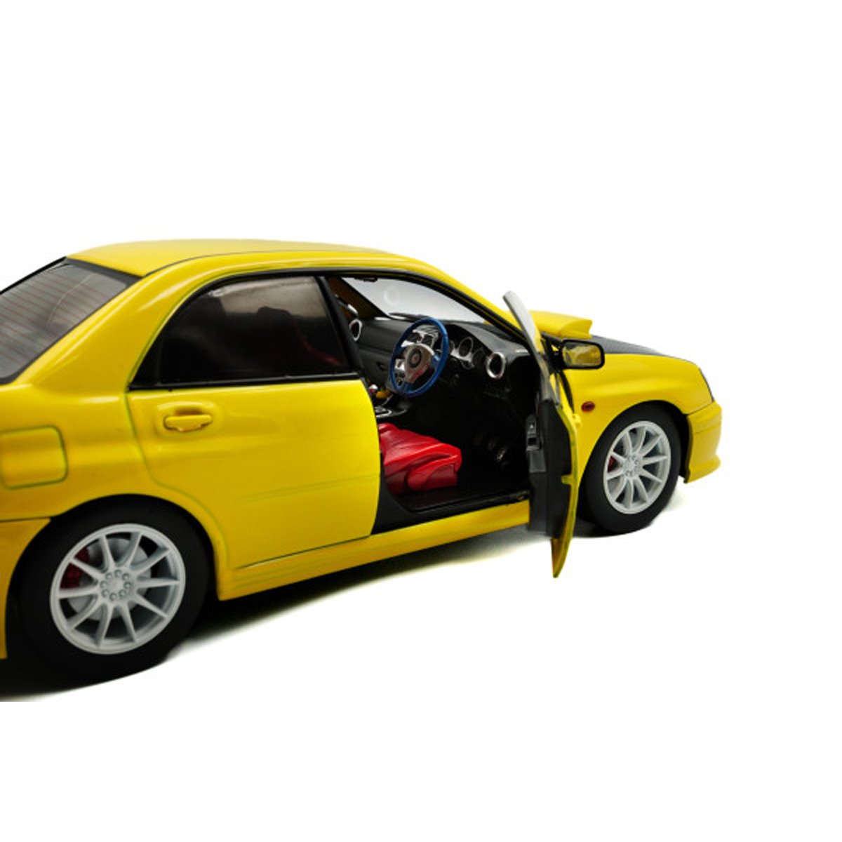 2003 Subaru WRX STI Bright Yellow 1:18 Scale Die-Cast Metal Vehicle - Image 3