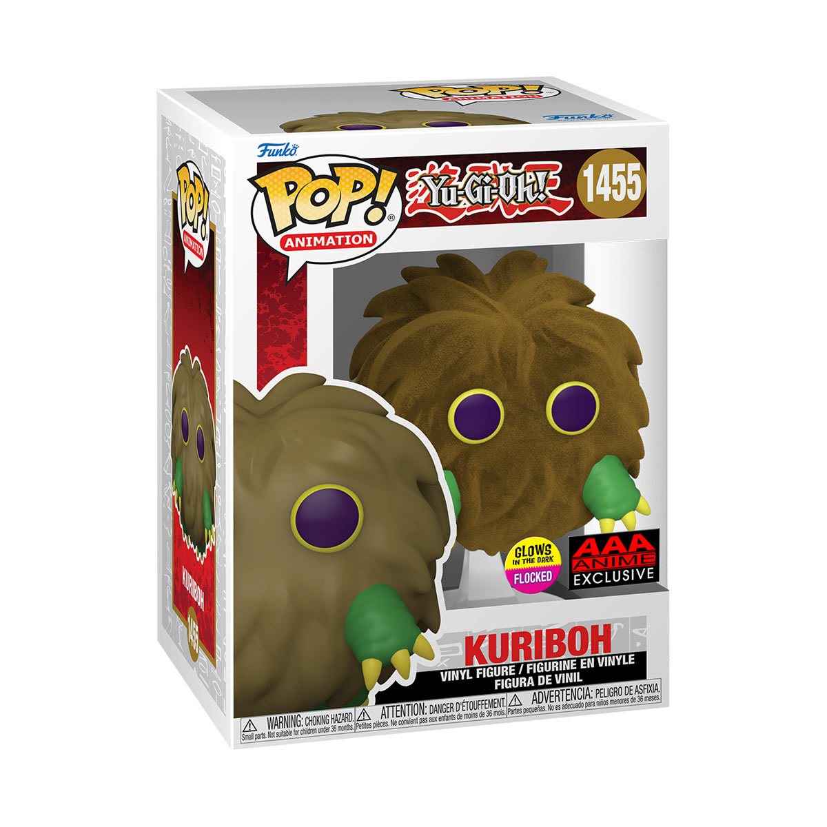 Yu-Gi-Oh! Kuriboh Flocked and Glow-in-the-Dark Funko Pop! Vinyl Figure #1455 - AAA Anime Exclusive - Image 4