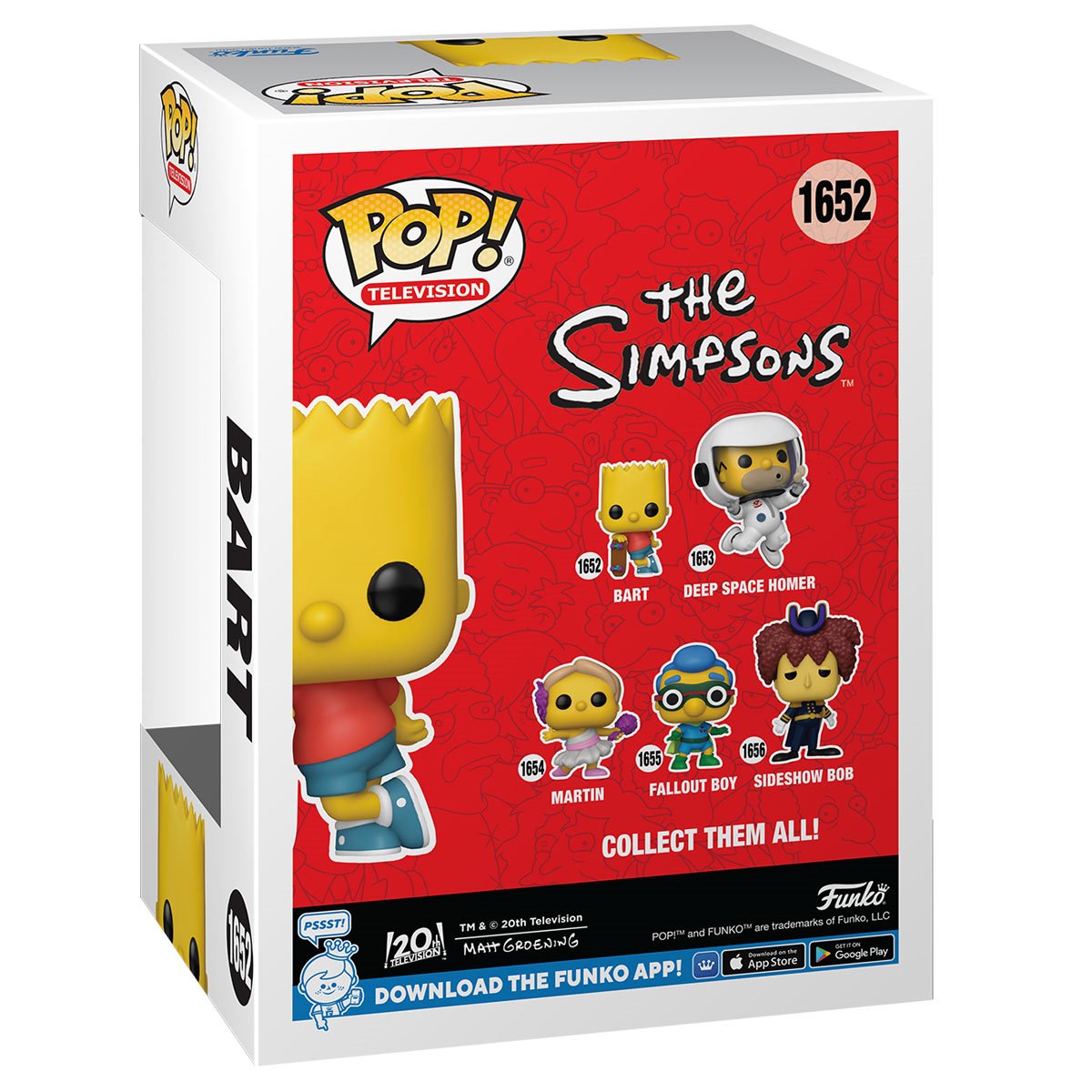The Simpsons Bart Simpson with Skateboard Funko Pop! Vinyl Figure #1652 - Image 3
