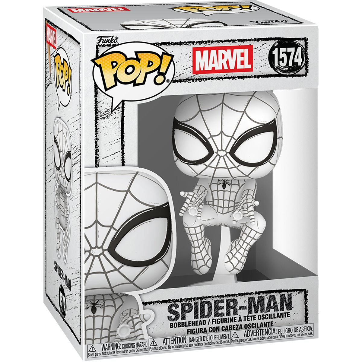 Marvel Sketched Spider-Man Funko Pop! Vinyl Figure #1574 - Image 2