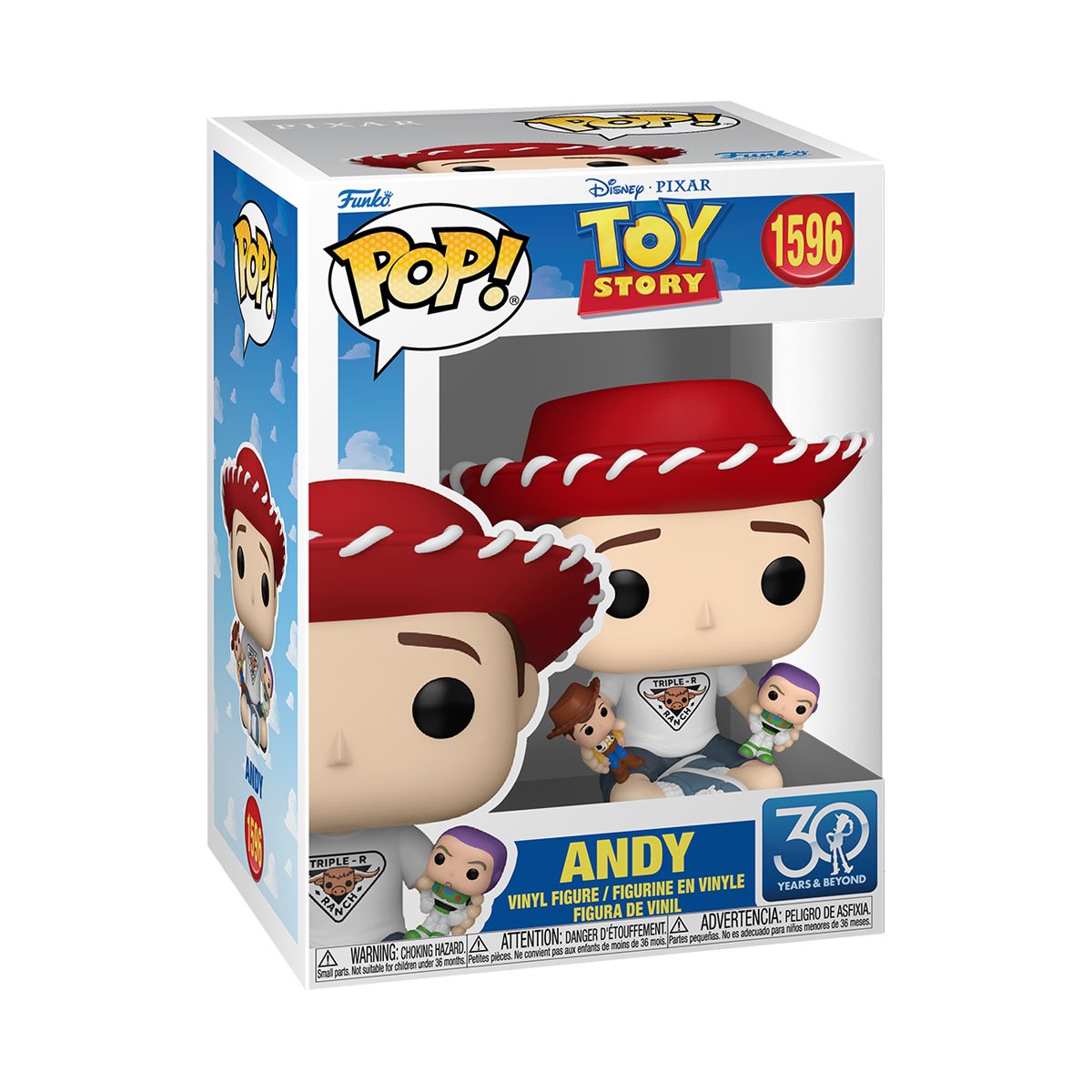 Toy Story 30th Anniversary Andy with Buzz Lightyear and Woody Funko Pop! Vinyl Figure #1596 - Image 2