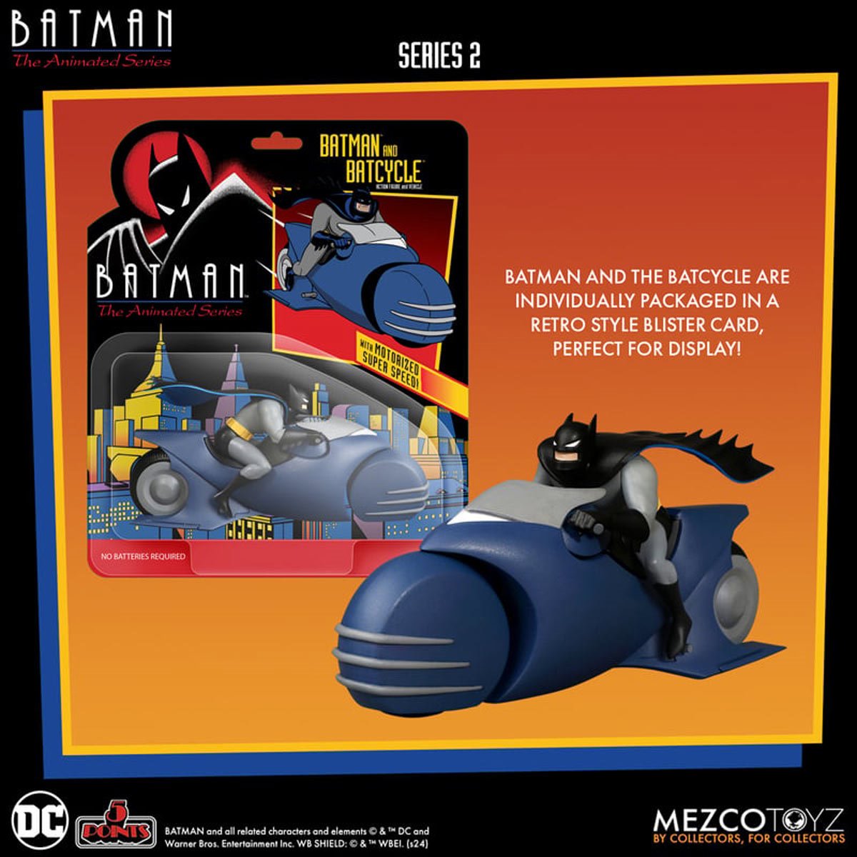 Batman: The Animated Series Batman and Batcycle 5 Point Figure Set - Image 2