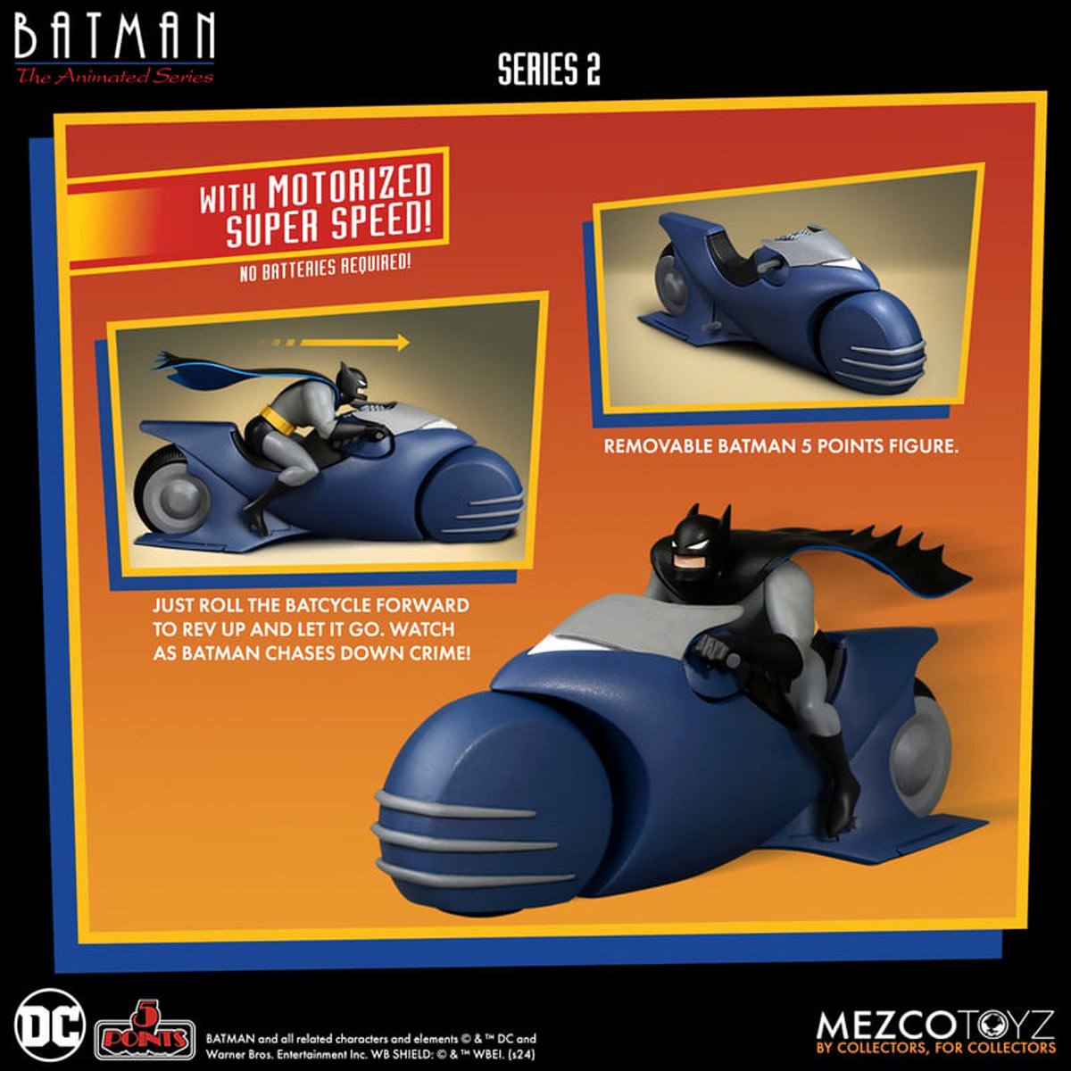 Batman: The Animated Series Batman and Batcycle 5 Point Figure Set - Image 3