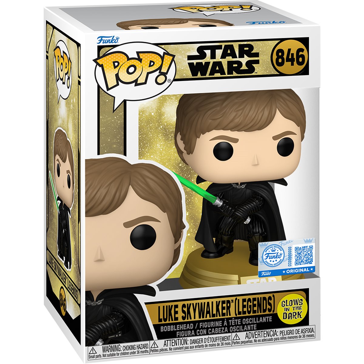 Star Wars Legends Luke Skywalker (Legends) Glow-in-the-Dark Funko Pop! Vinyl Figure #846 - Specialty - Image 4