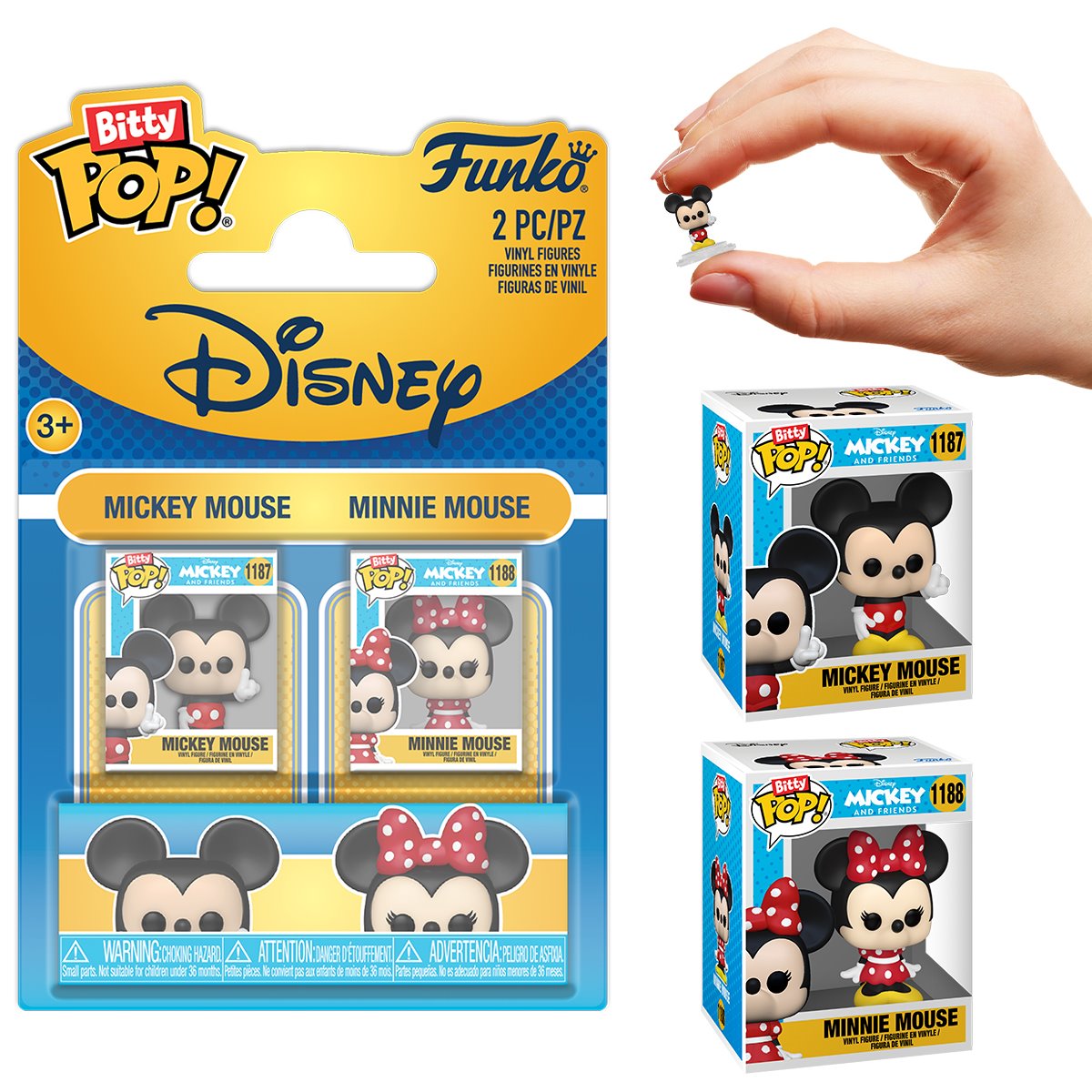 Disney Mickey Mouse and Minnie Mouse Funko Bitty Pop! Mini-Figure 2-Pack