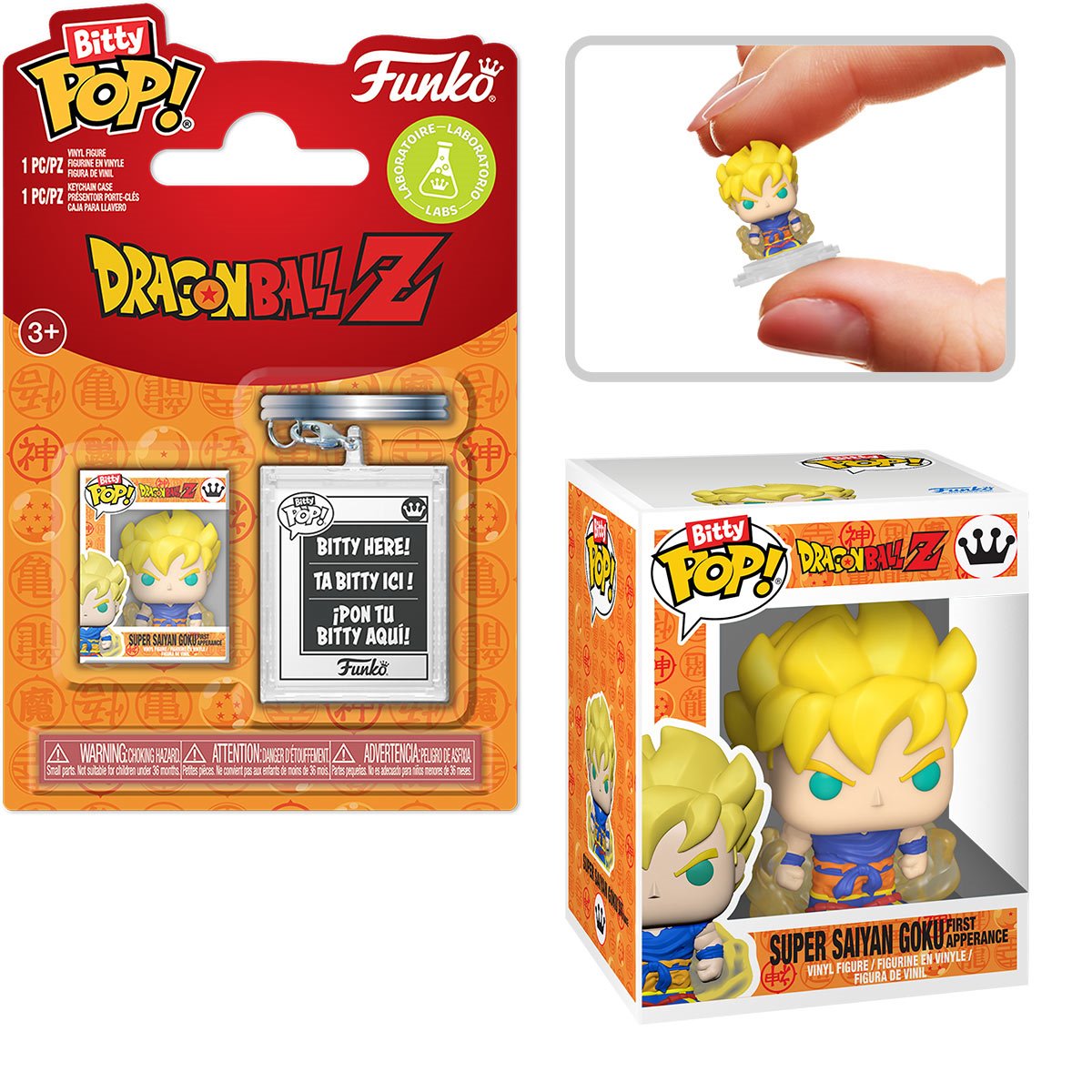 Dragon Ball Z Super Saiyan Goku First Appearance Funko Bitty Pop! Mini-Figure and Key Chain Case