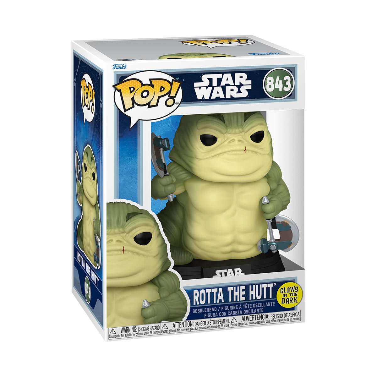 Star Wars: The Mandalorian and Grogu Rotta the Hutt (Wave 2) Glow-in-the-Dark Funko Pop! Vinyl Figure #843 - Image 2
