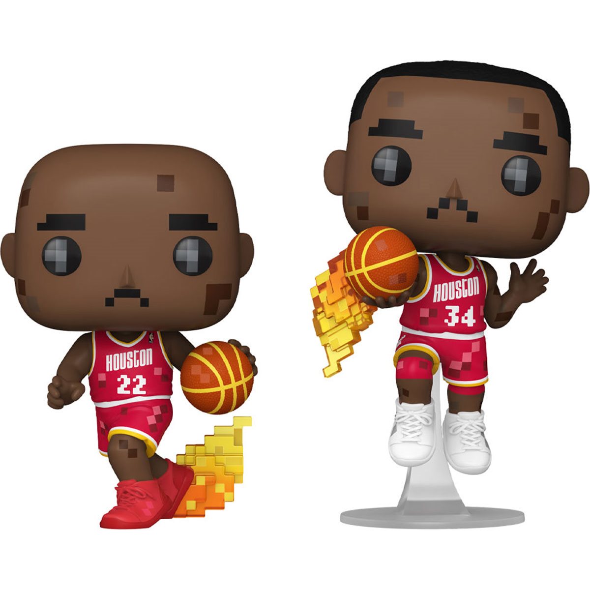 NBA JAM Houston Rockets Clyde Drexler and Hakeem Olajuwon 8-Bit Funko Pop! Vinyl Figure 2-Pack
