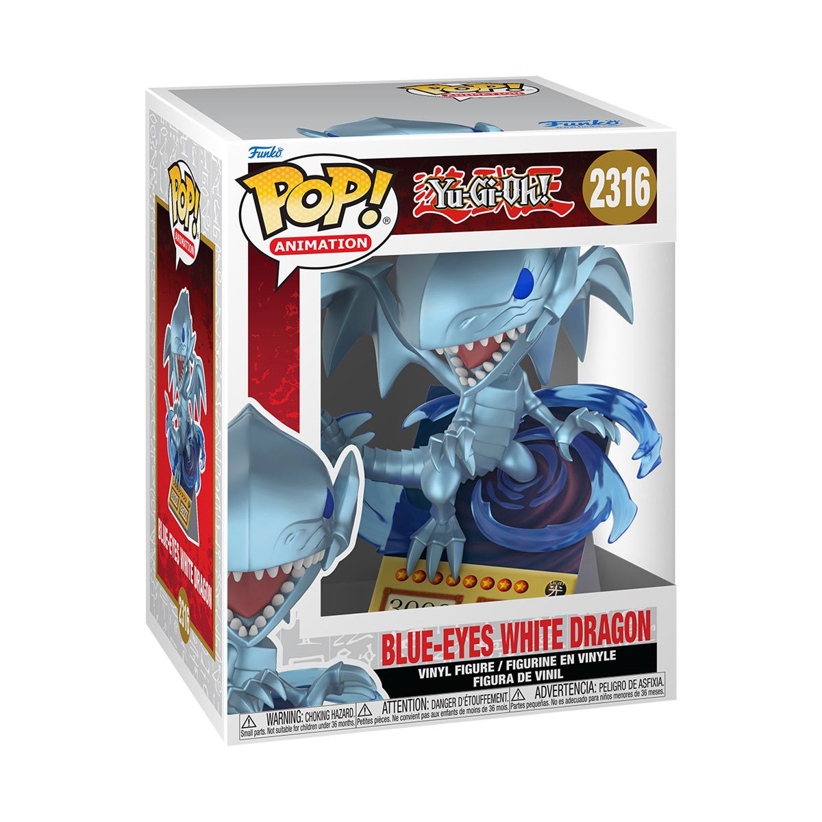Yu-Gi-Oh Blue-Eyes White Dragon Card Premium Funko Pop! Vinyl Figure #2316 - Image 2