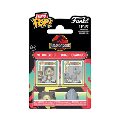 Jurassic Park Velociraptor and Brachiosaurus Funko Bitty Pop! Mini-Figure 2-Pack - Image 2