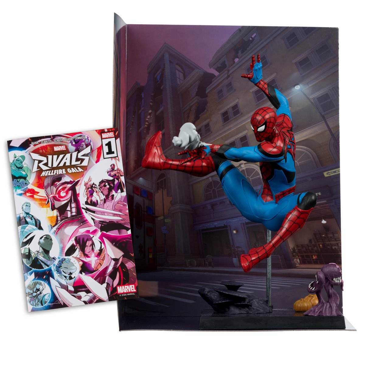 Marvel Rivals Wave 2 Spider-Man 1:6 Scale Posed Figure with Scene and Comic - Image 2