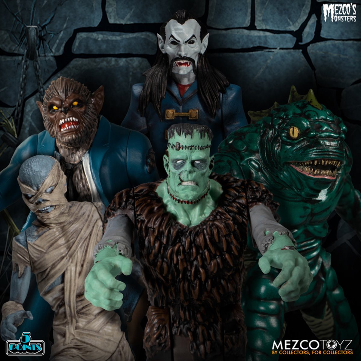 Mezco's Monsters Tower of Fear 5 Points Action Figures Deluxe Playset - Image 2