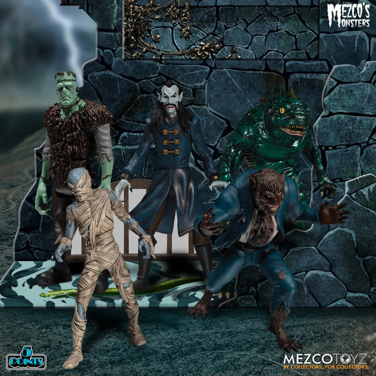 Mezco's Monsters Tower of Fear 5 Points Action Figures Deluxe Playset - Image 4
