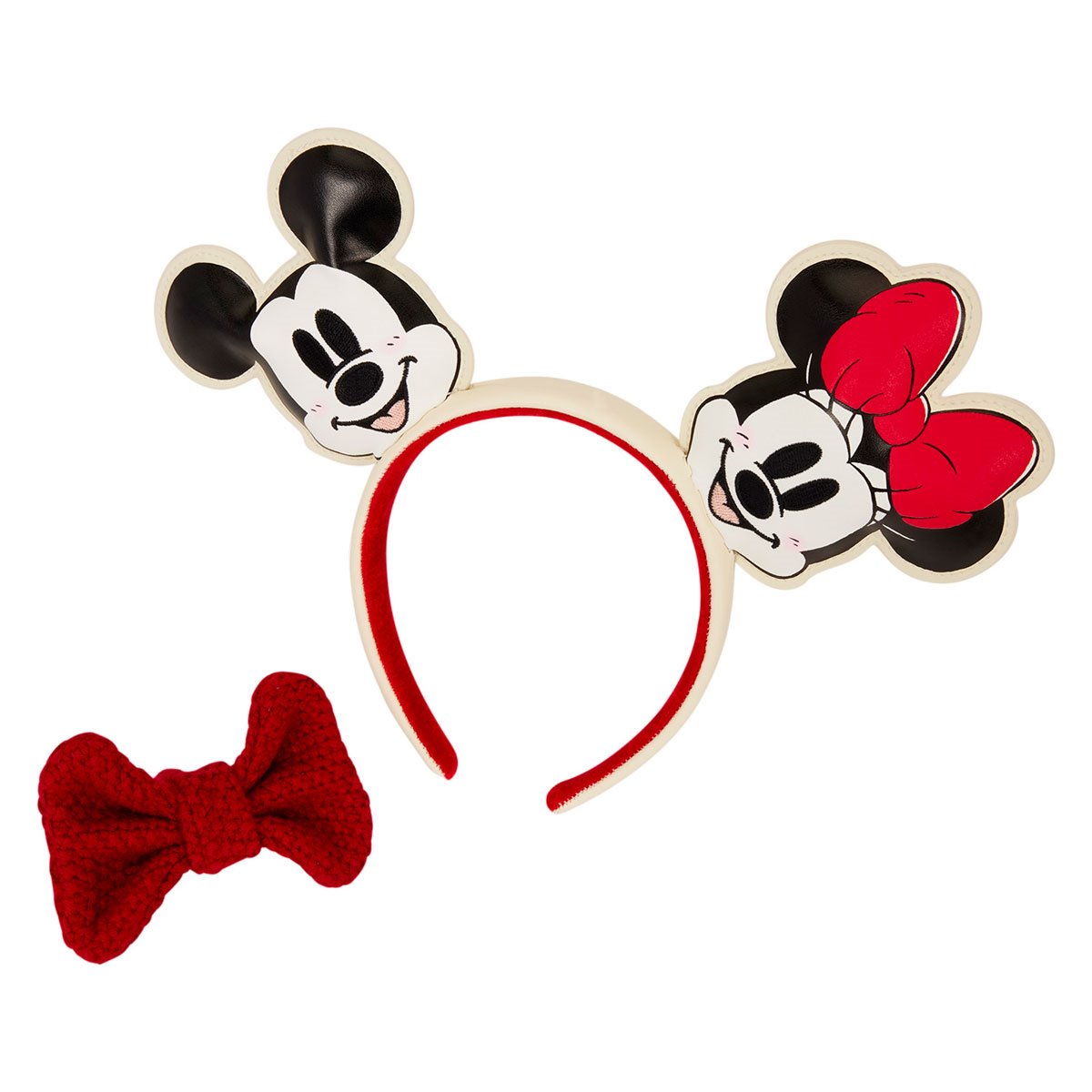Mickey and Minnie Mouse Knit Bow Holiday Ear Headband - Image 2