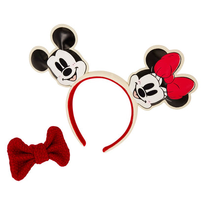 Mickey and Minnie Mouse Knit Bow Holiday Ear Headband - Image 2