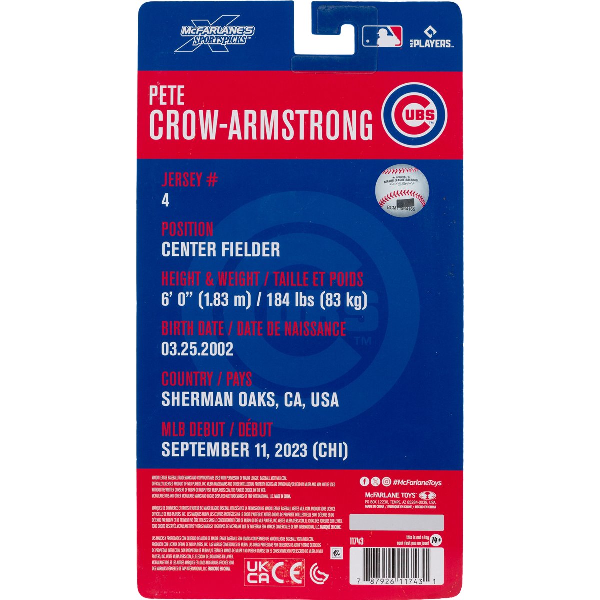 MLB McFarlane SportsPicks Wave 1 Chicago Cubs Pete Crow-Armstrong 6-Inch Action Figure - Image 2