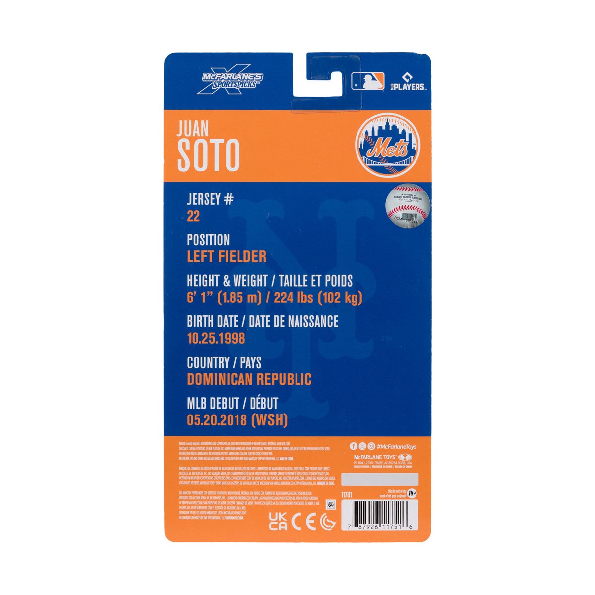 MLB McFarlane SportsPicks Wave 2 New York Mets Juan Soto 6-Inch Action Figure - Image 8