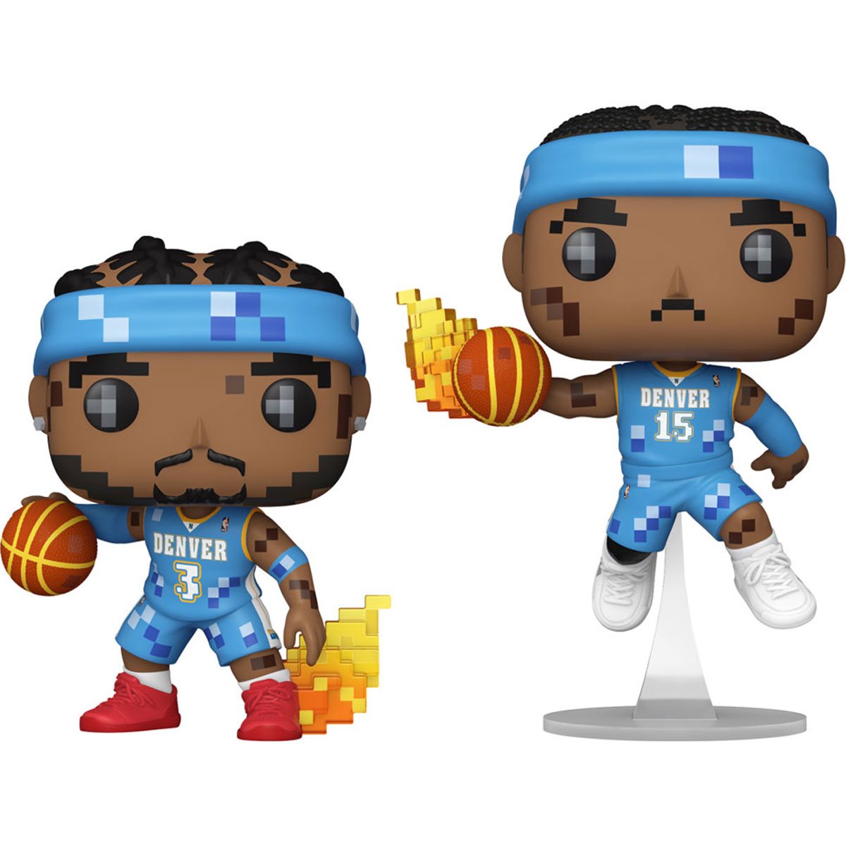 NBA JAM Denver Nuggets Allen Iverson and Carmelo Anthony 8-Bit Funko Pop! Vinyl Figure 2-Pack - Image 2