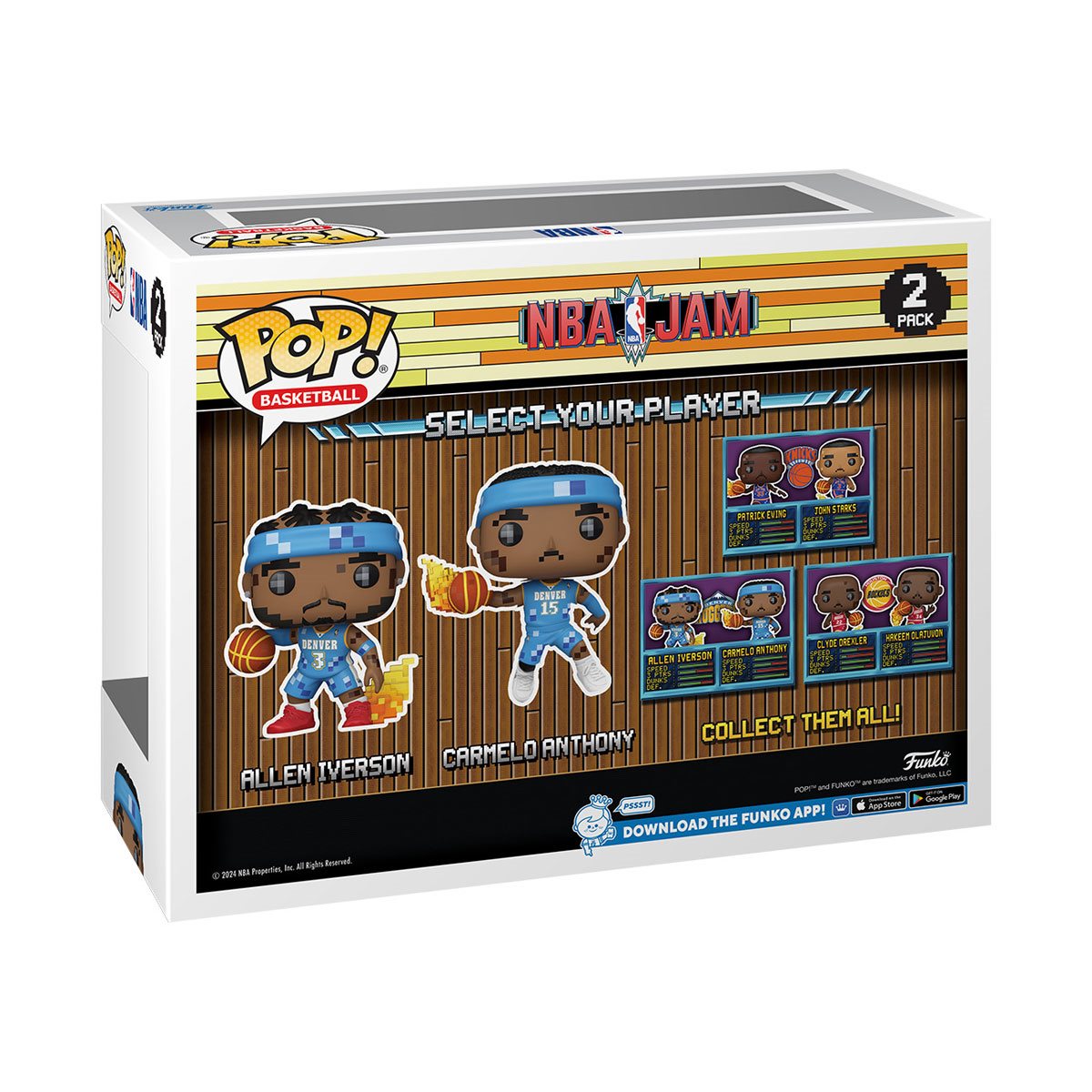 NBA JAM Denver Nuggets Allen Iverson and Carmelo Anthony 8-Bit Funko Pop! Vinyl Figure 2-Pack - Image 3