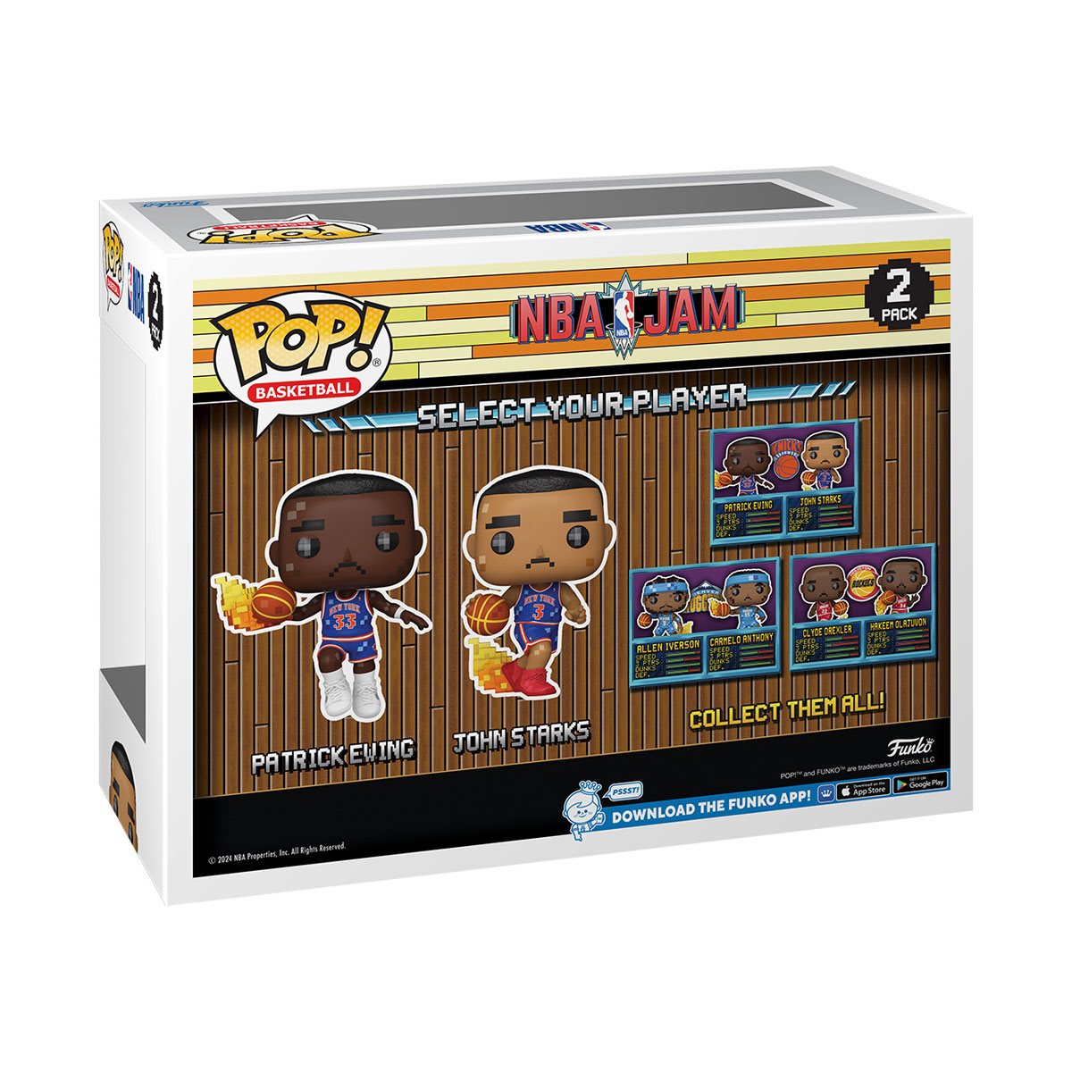 NBA JAM New York Knicks Patrick Ewing and John Starks 8-Bit Funko Pop! Vinyl Figure 2-Pack - Image 3