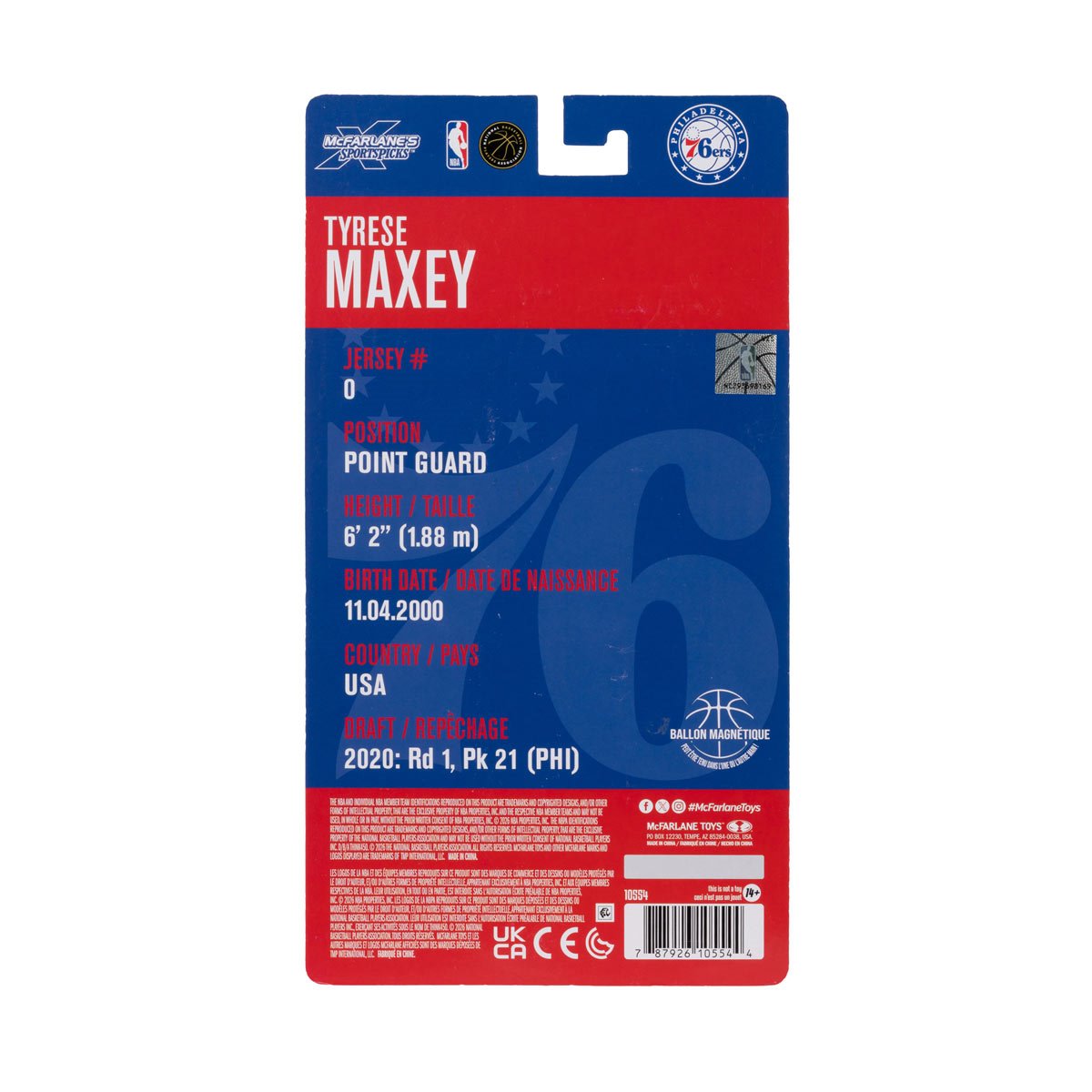 NBA McFarlane's SportsPicks Wave 2 Philadelphia 76ers Tyrese Maxey 6-Inch Action Figure - Image 9
