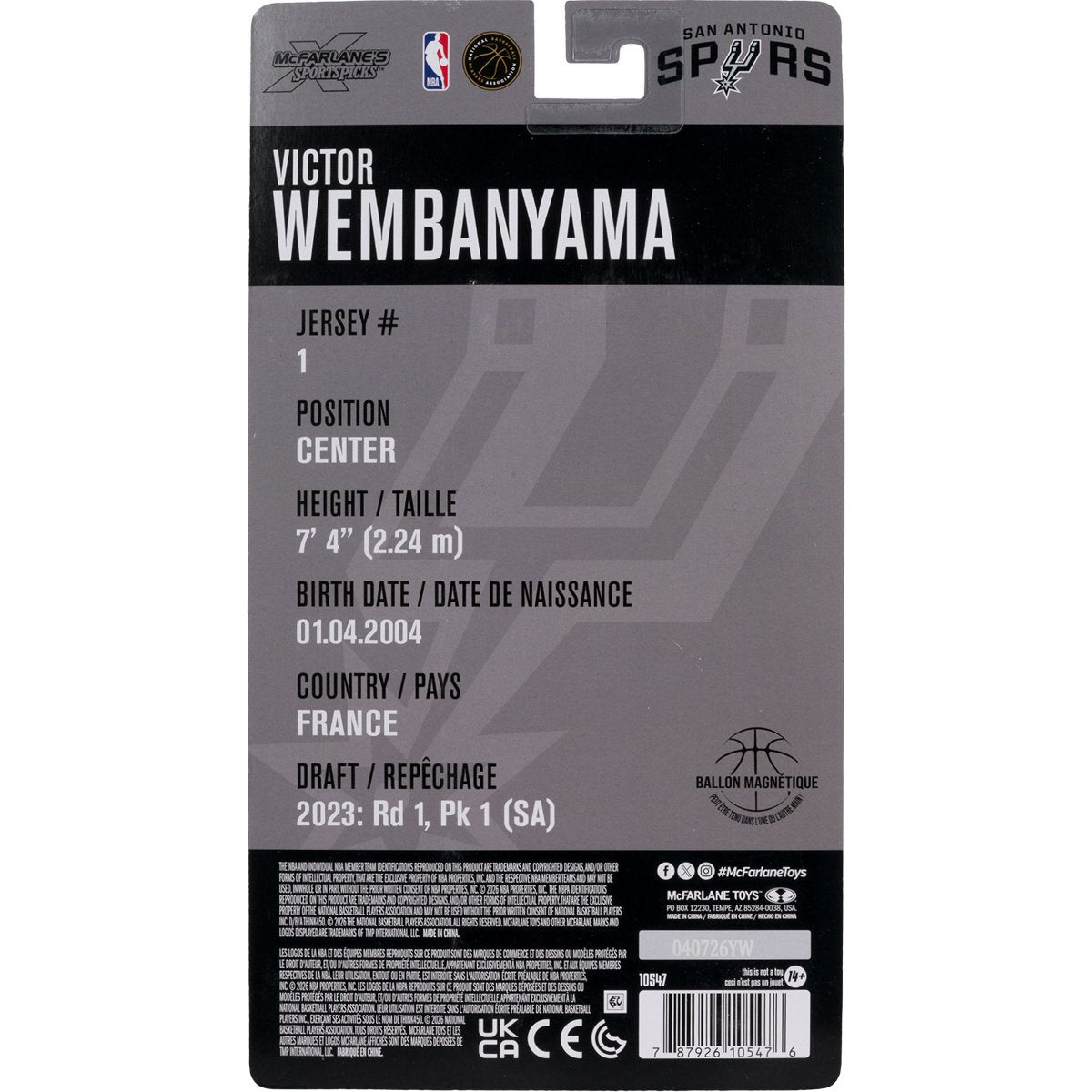 NBA McFarlane SportsPicks Wave 1 San Antionio Spurs Victor Wembanyama 6-Inch Action Figure - Image 7