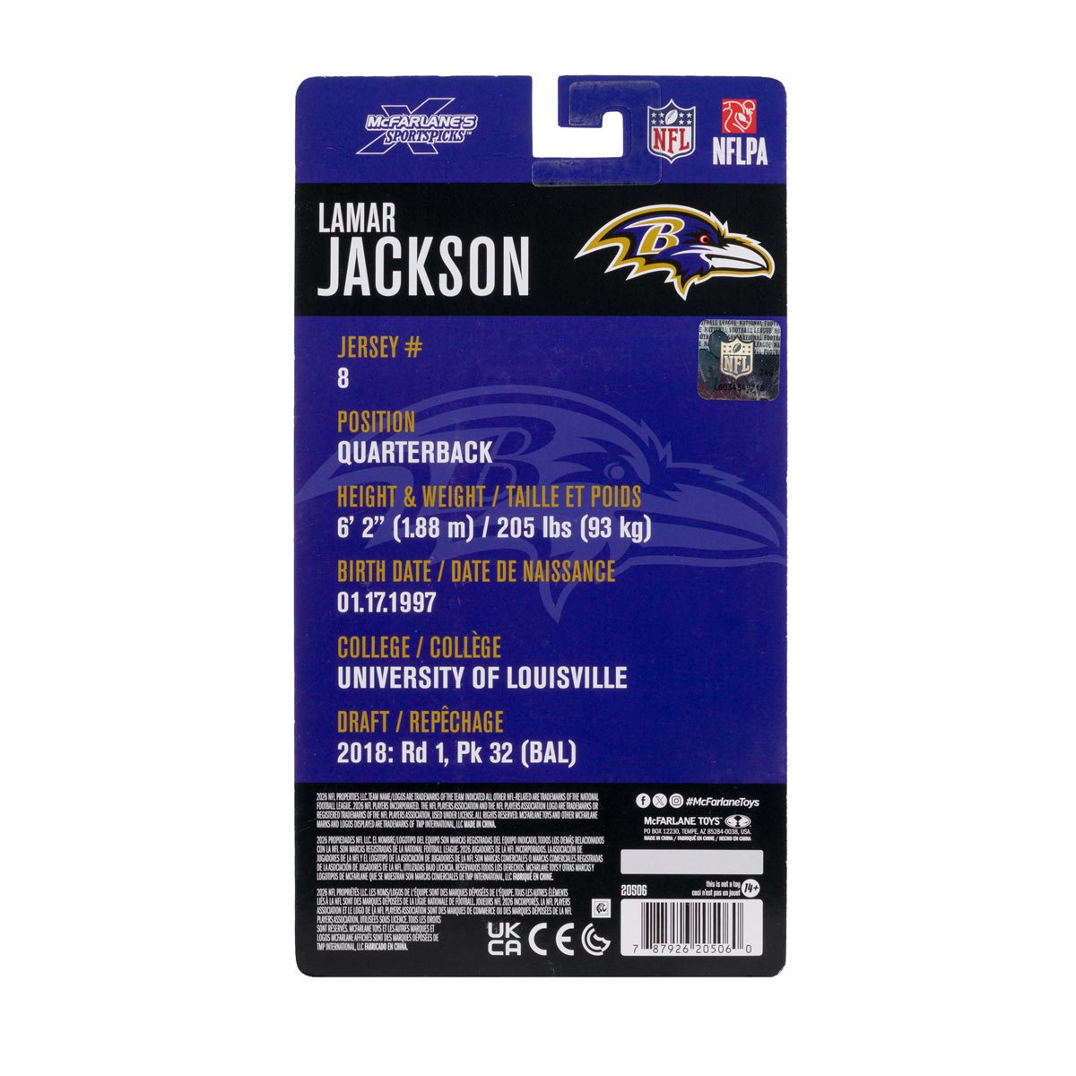 NFL McFarlane's SportsPicks Wave 2 Baltimore Ravens Lamar Jackson 6-Inch Action Figure - Image 9
