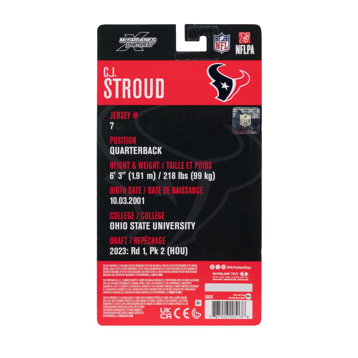 NFL McFarlane's SportsPicks Wave 2 Houston Texans C.J. Stroud 6-Inch Action Figure - Image 8