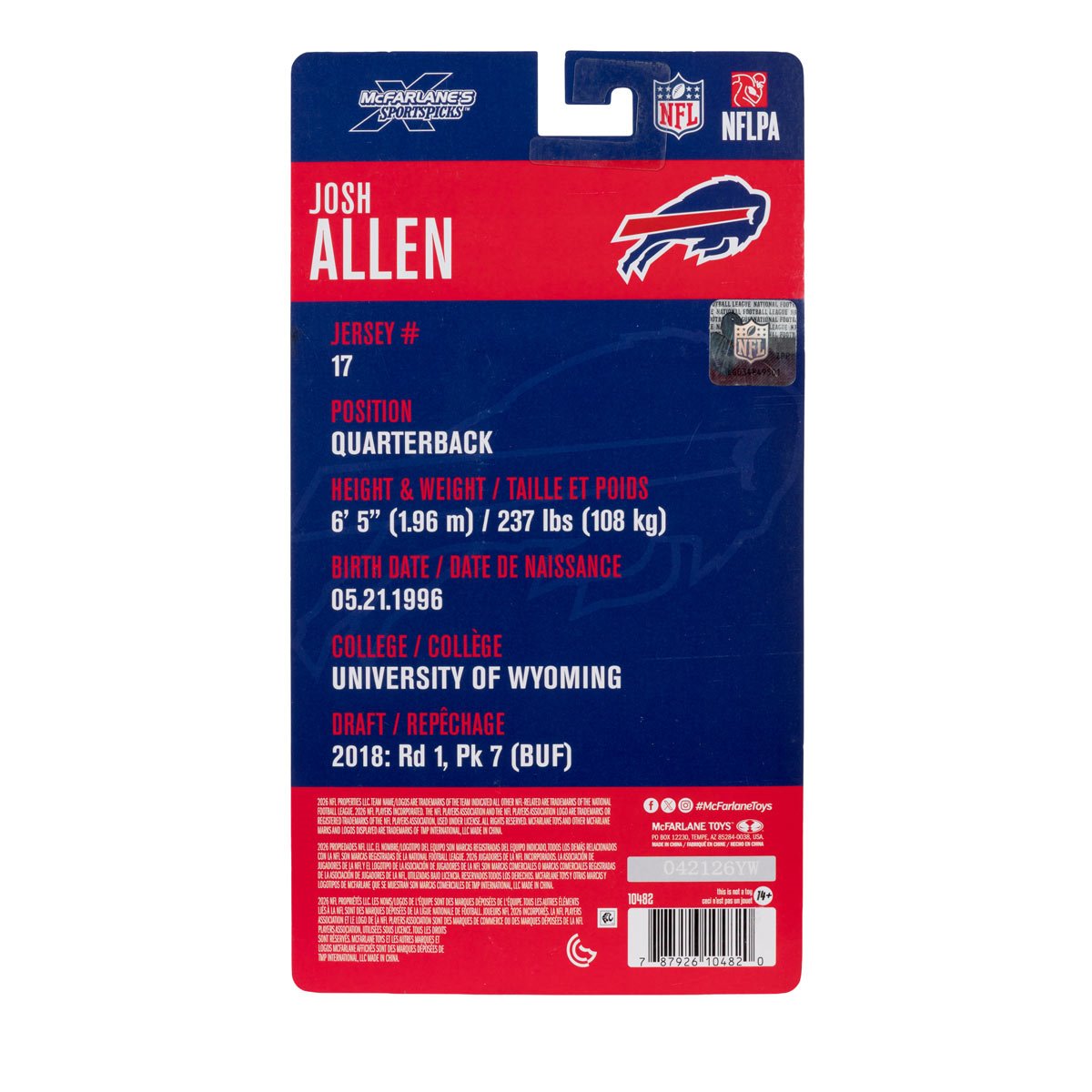 NFL McFarlane SportsPicks Wave 1 Buffalo Bills Josh Allen 6-Inch Action Figure - Image 9