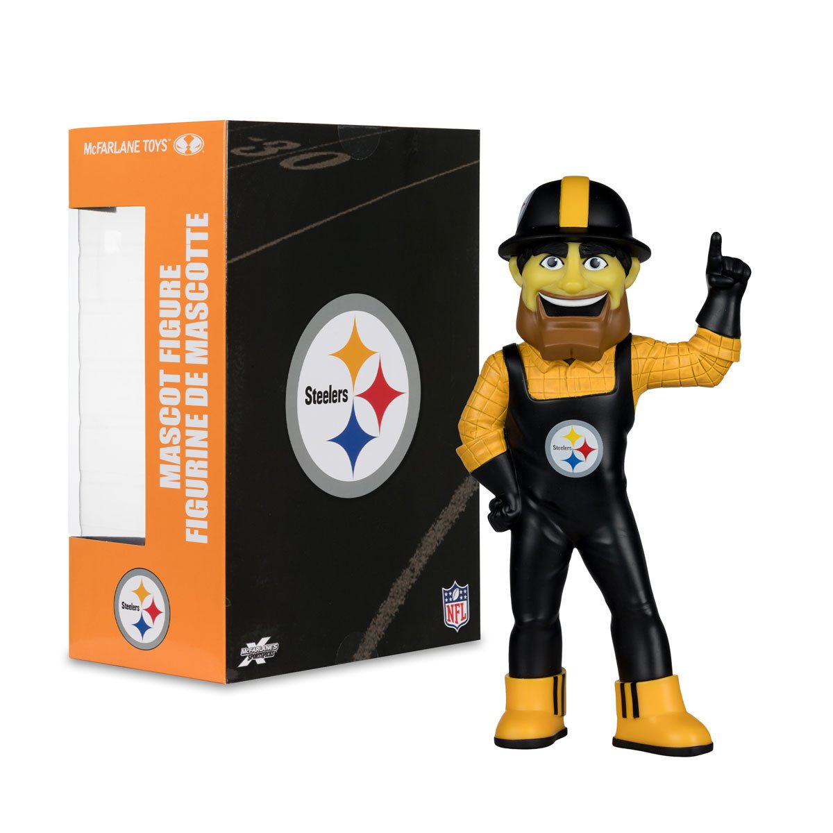 NFL SportsPicks Pittsburgh Steelers Steely McBeam Mascot 8-Inch Posed Figure - Image 6