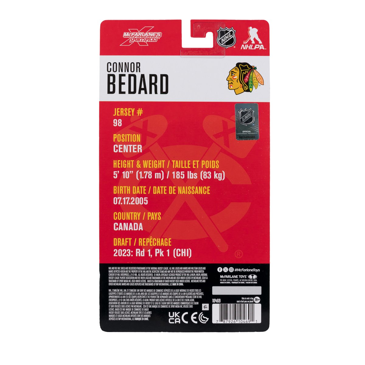 NHL McFarlanes SportsPicks Chicago Blackhawks Connor Bedard 6-Inch Scale Articulated Action Figure - Image 2