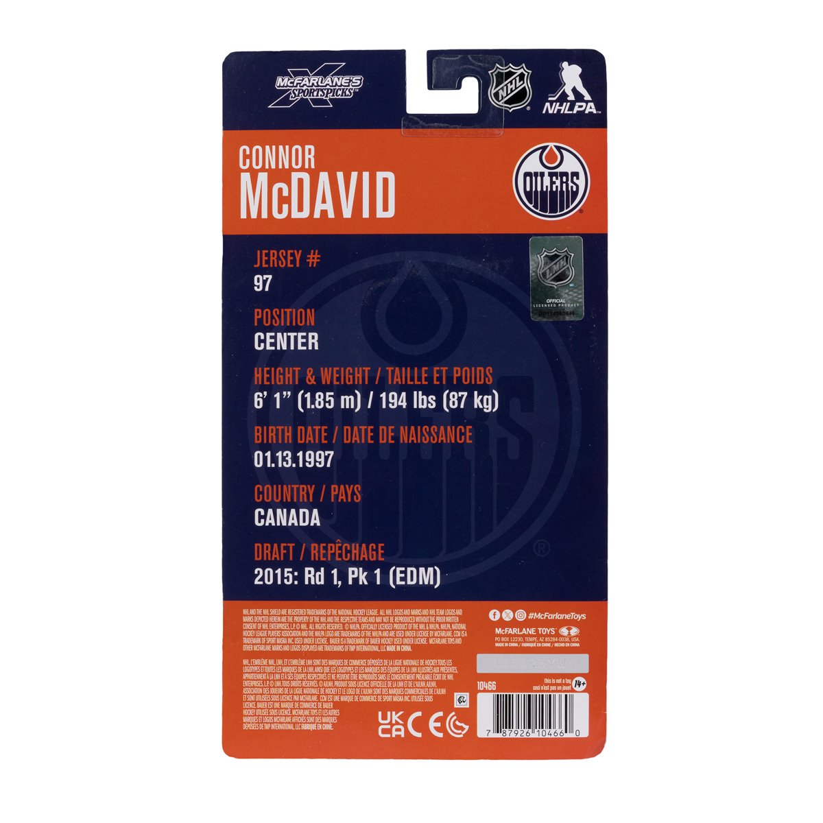NHL McFarlanes SportsPicks Edmonton Oilers Connor McDavid 6-Inch Scale Articulated Action Figure - Image 2
