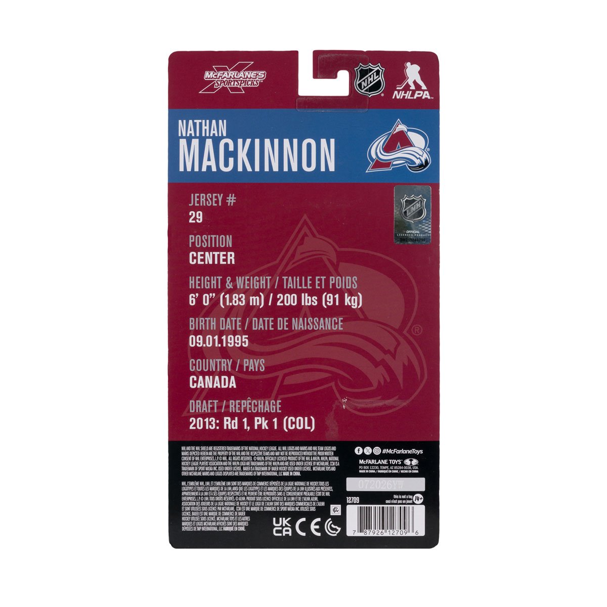 NHL McFarlanes SportsPicks Wave 2 Colorado Avalanche Nathan MacKinnon 6-Inch Scale Articulated Action Figure - Image 8