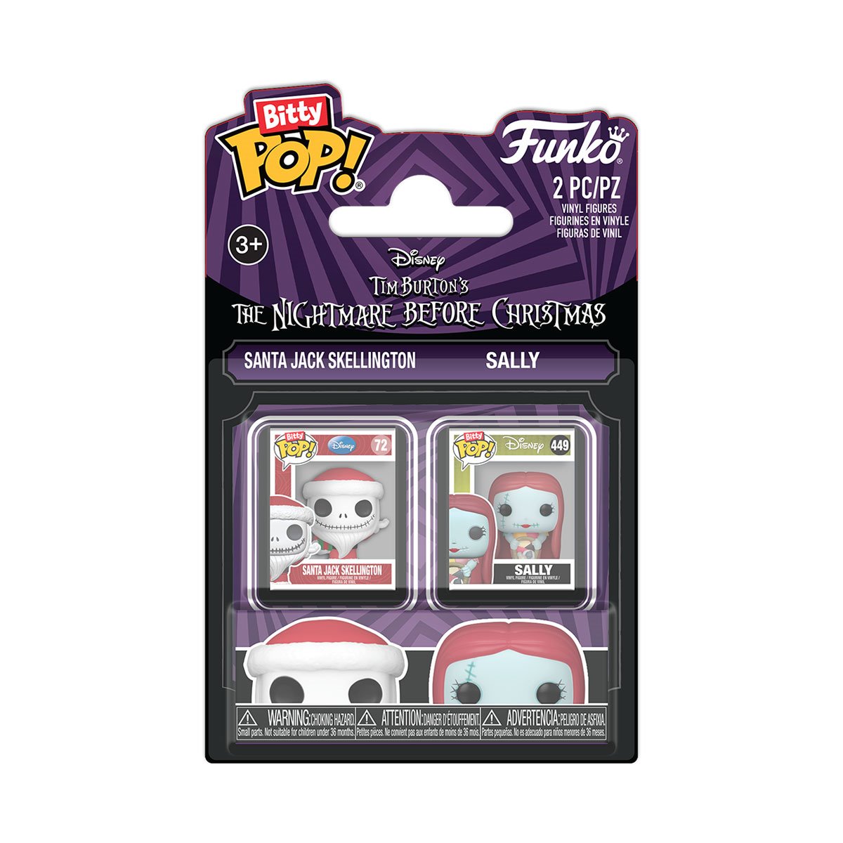 The Nightmare Before Christmas Santa Jack Skellington and Sally Funko Bitty Pop! Mini-Figure 2-Pack - Image 4